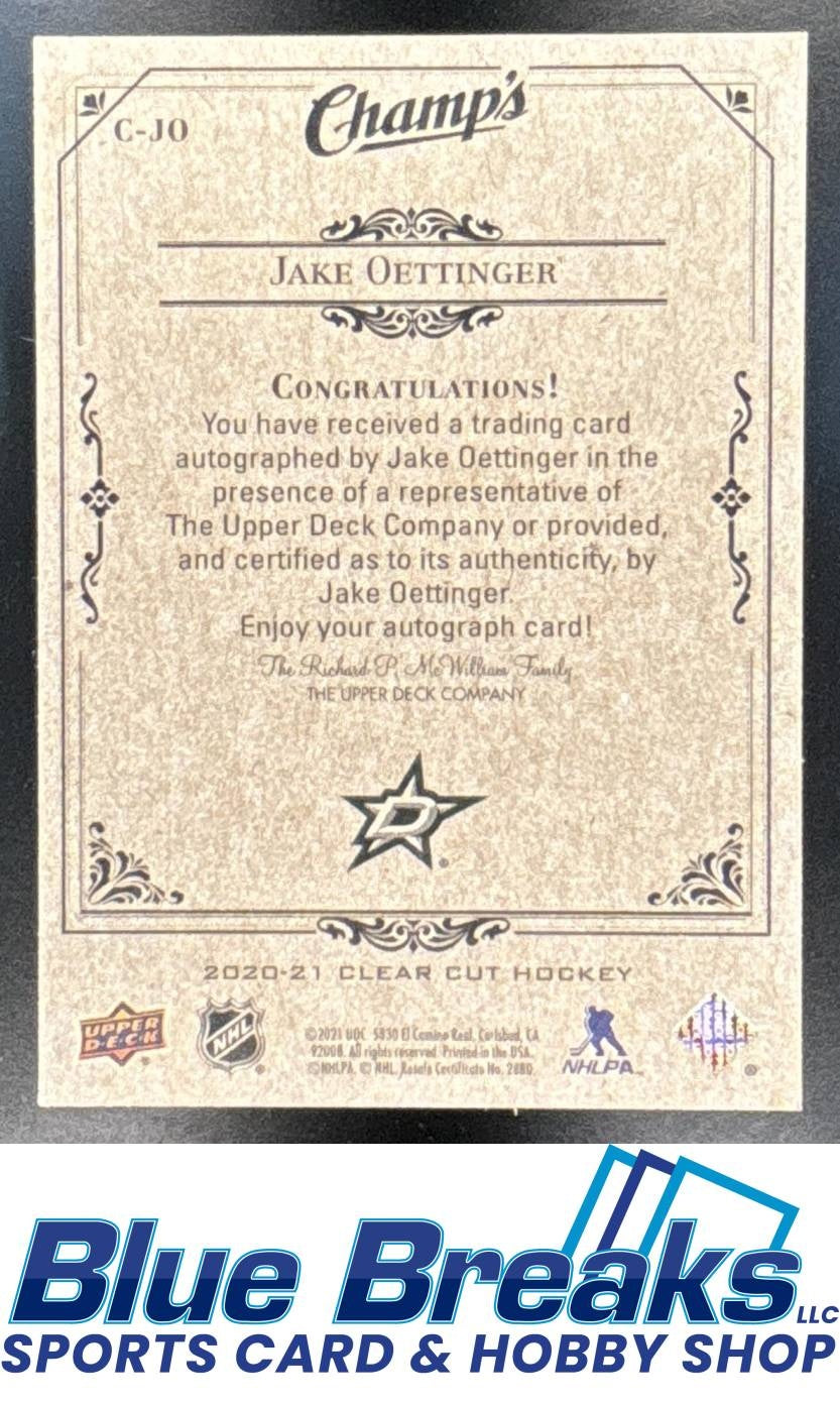 2020 Upper Deck Clear Cut Jake Oettinger #C-JO Champs Auto RC