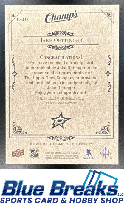 2020 Upper Deck Clear Cut Jake Oettinger #C-JO Champs Auto RC