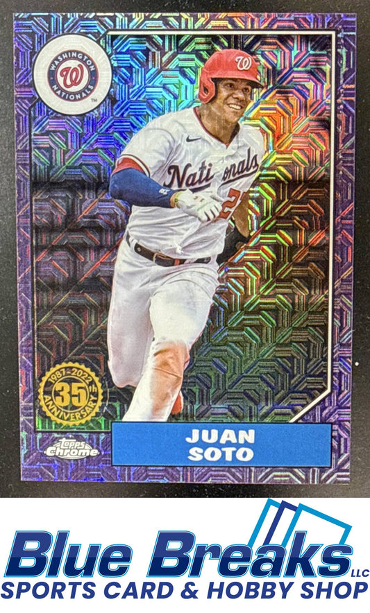 2022 Topps Update Juan Soto #T87C-57 1987 Chrome Silver Packs Purple 57/75 Washington Nationals