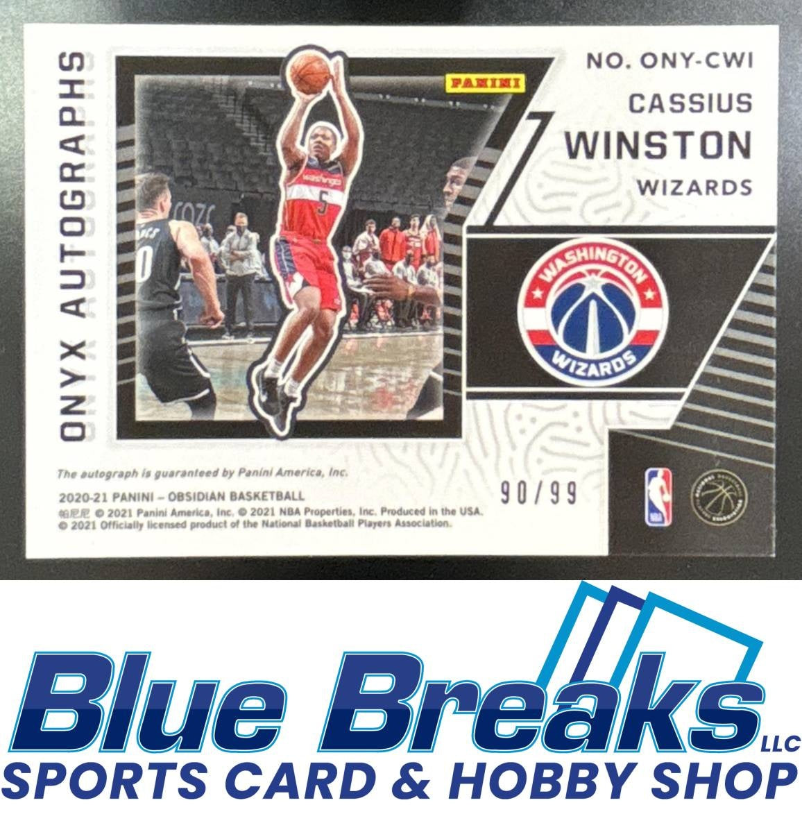 2020-21 Panini Obsidian Onyx Auto Cassius Winston 90/99 #ONY-CWI Wizards