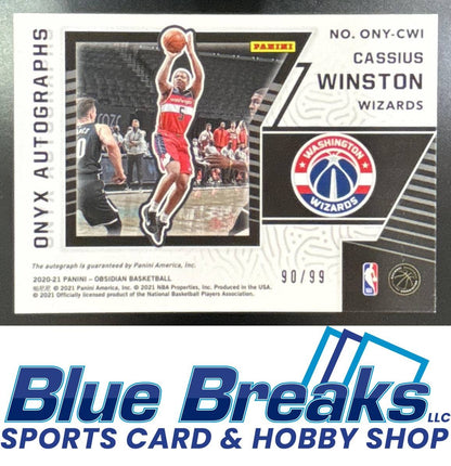 2020-21 Panini Obsidian Onyx Auto Cassius Winston 90/99 #ONY-CWI Wizards