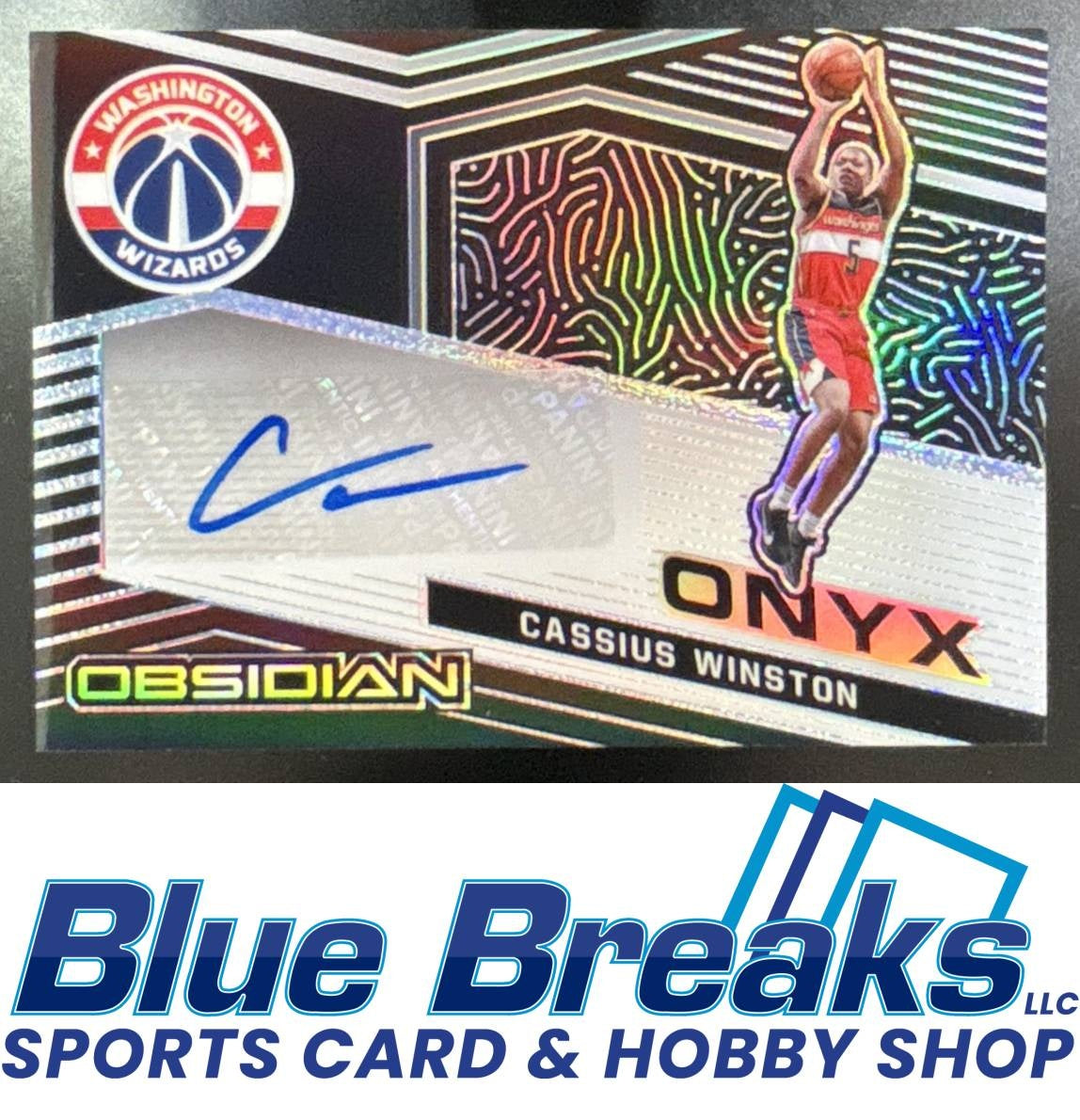 2020-21 Panini Obsidian Onyx Auto Cassius Winston 90/99 #ONY-CWI Wizards