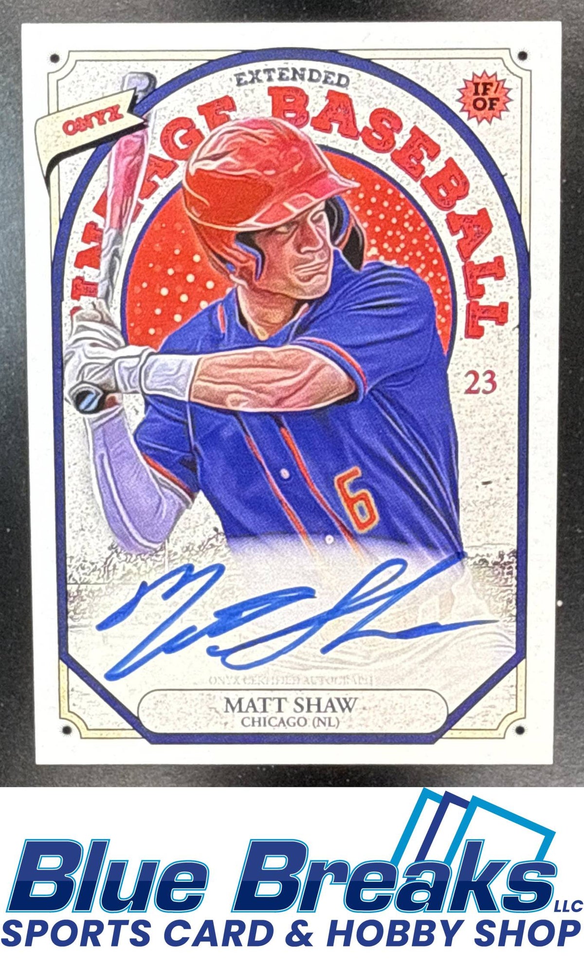 2023 Onyx Vintage Extended Matt Shaw #OAMS Blue Signatures Auto Chicago Cubs