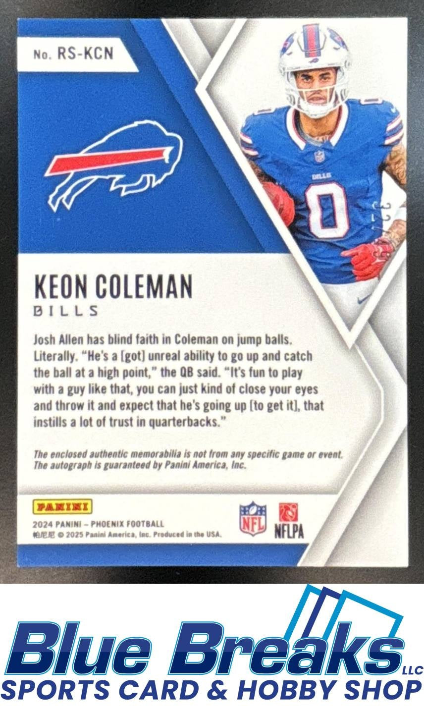 2024 Panini Phoenix Keon Coleman #RS-KCN Rookie Silhouettes Blue 32/49 Relic RC Auto Bills