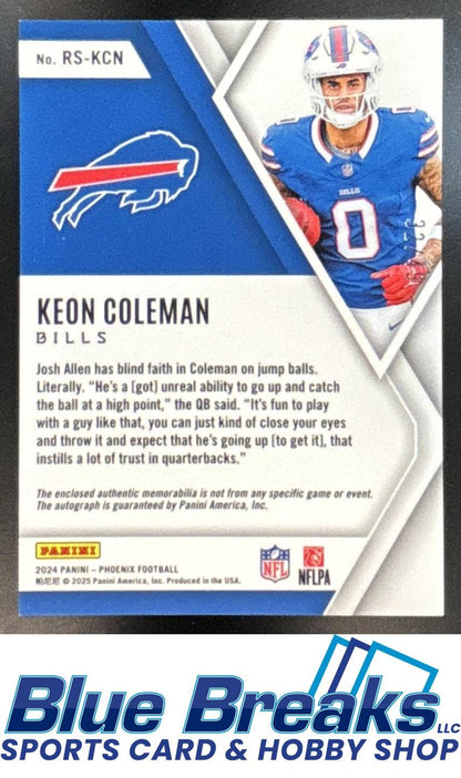 2024 Panini Phoenix Keon Coleman #RS-KCN Rookie Silhouettes Blue 32/49 Relic RC Auto Bills