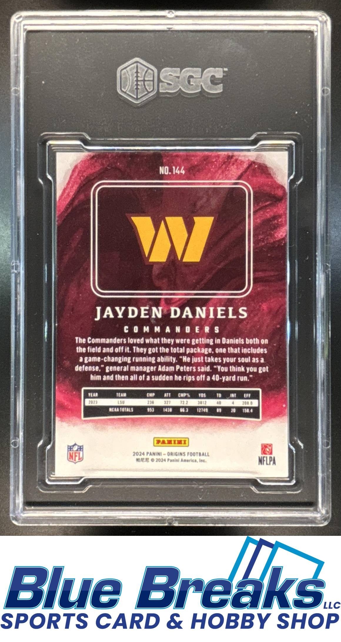 2024 Panini Origins Rookies Jayden Daniels RC #144 SGC 8 Commanders
