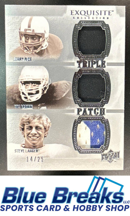 2010 Upper Deck Exquisite Collection Tim Brown Steve Largent Jerry Rice #BRL Patch Trios 14/25 San Francisco 49ers Las Vegas Raiders Seattle Seahawks