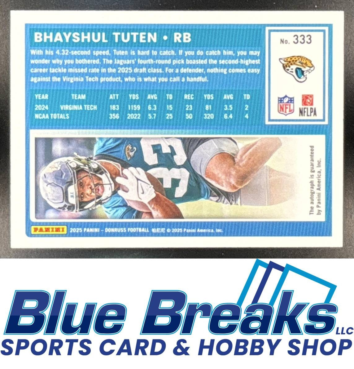 2025 Panini Donruss Bhayshul Tuten #333 Rated Rookie Auto Orange RC Jacksonville Jaguars