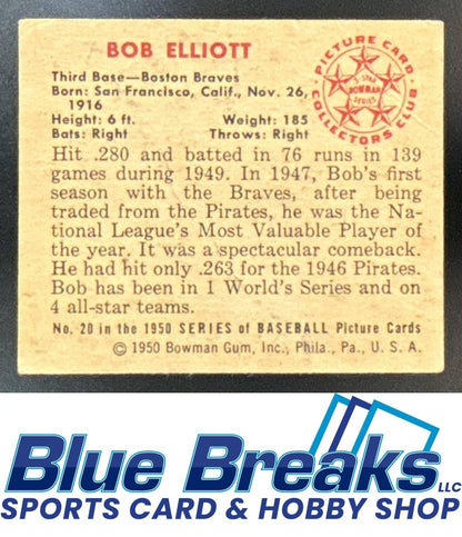 1950 Bowman Bob Elliott [RC] #20 Braves