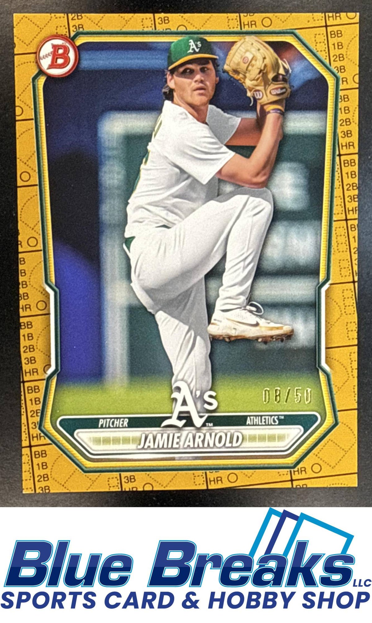 2026 Bowman Prospects Gold Pattern Jamie Arnold 8/50 #BP-112 Athletics