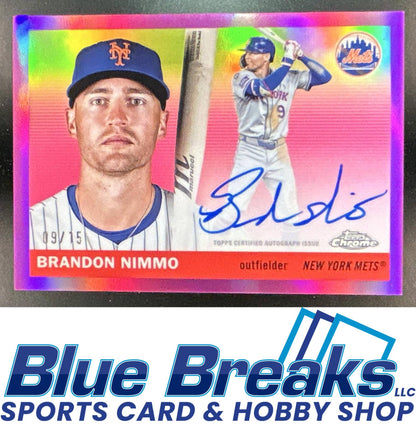 2025 Topps Chrome Platinum Anniversary Brandon Nimmo #CPA-BN Auto Pink Refractor 09/15 New York Mets