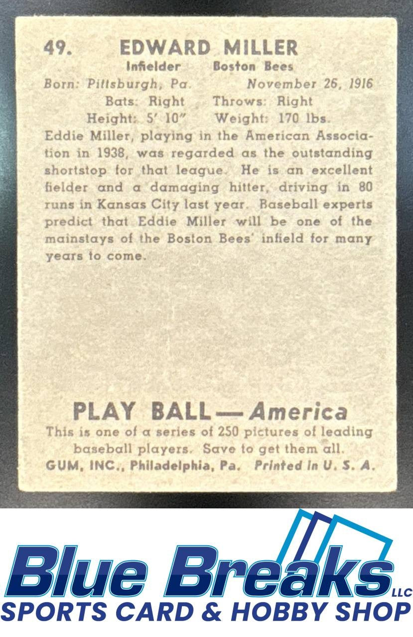 1938 Edward Miller #49 Red Sox