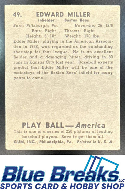 1938 Edward Miller #49 Red Sox