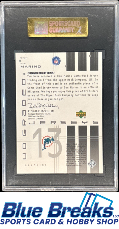 2000 Upper Deck Graded Jerseys Relic Dan Marino #G-DM SGC 9 Miami Dolphins
