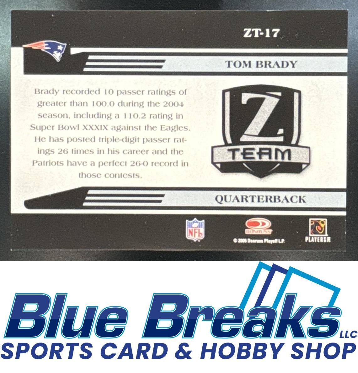 2005 Donruss Zenith Z Team Silver Tom Brady [RC] #ZT-17 New England Patriots