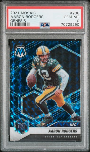 2021 Panini - Mosaic - Genesis - Geometric - Aaron Rodger - PSA10 - #206 - Football - Packers - drop
