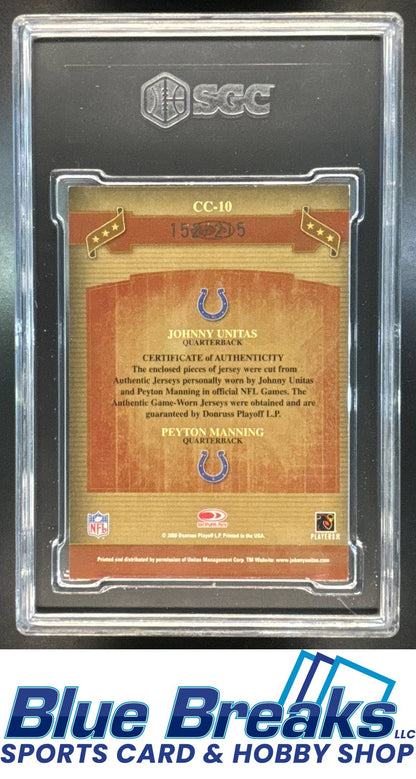 2006 Donruss Classics Johnny Unitas Peyton Manning #CC-10 Classic Combos Jerseys 152/215 SGC 8.5 Indianapolis Colts