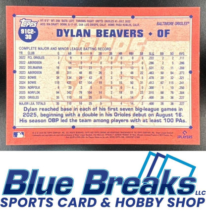 2026 Topps Chrome Dylan Beavers #218 Black Geometric Refractor 09/10 RC Baltimore Orioles