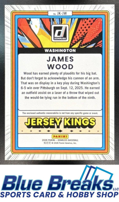 2026 Panini Donruss James Wood #JK-JW Jersey Kings Orange Ice Relic