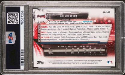 20417 Bowman Chrome - Draft - Ronald Acuna Jr - #BDC-39 - PSA 9 - baseball - Braves