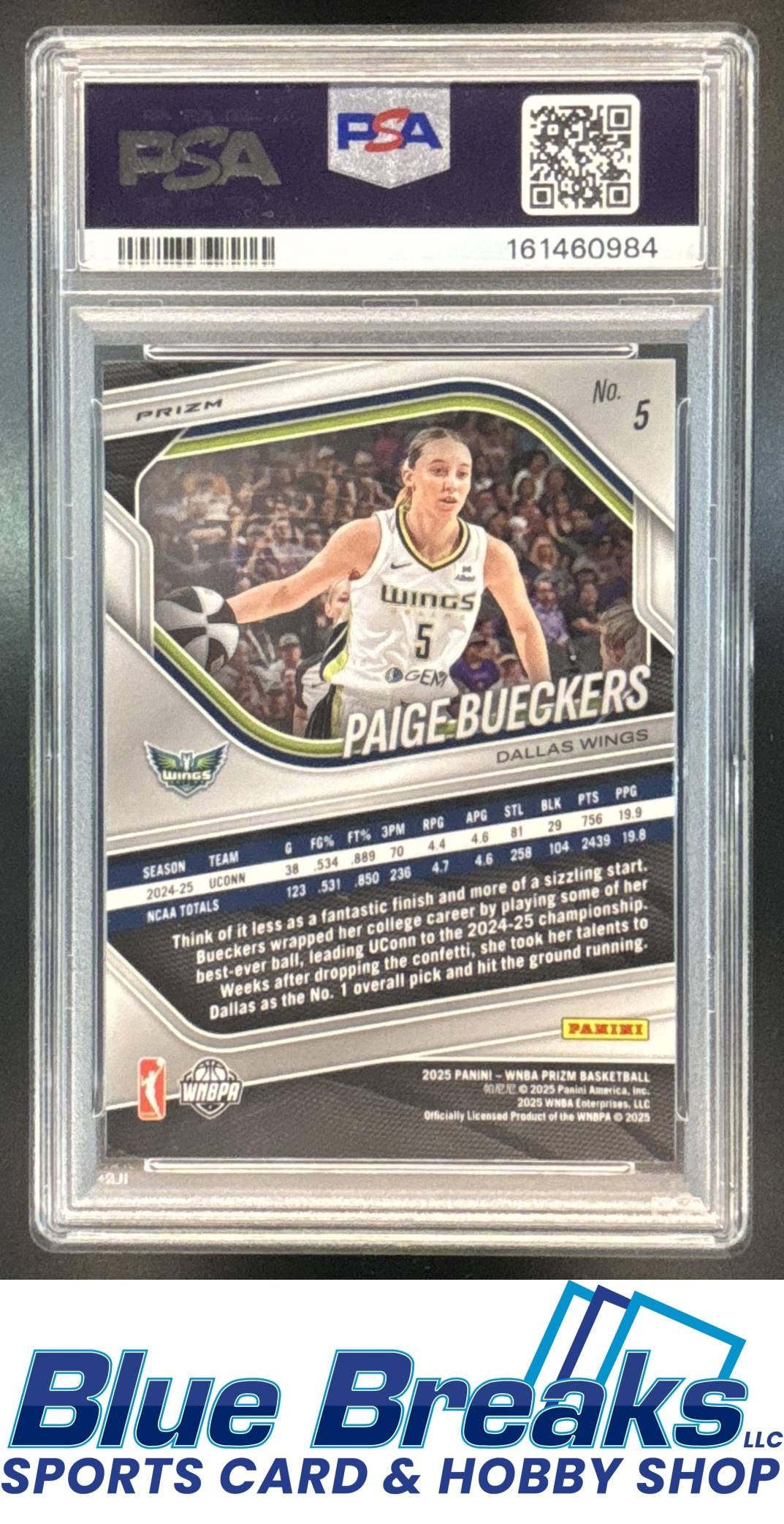2025 Panini WNBA Prizm White Seismic Paige Bueckers RC #5 PSA 10 Dallas Wings
