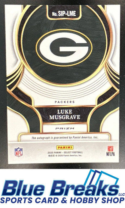 2025 Panini Select Signatures Luke Musgrave [RC] #SIP-LME Auto Green Bay Packers