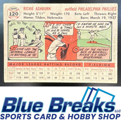 1956 Topps - Richie Ashburn [RC] #120b Philadelphia Phillies