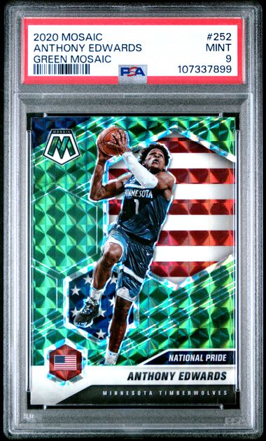 2020 Panini - Mosaic - green mosaic - Anthony Edwards - #252 - PSA 9 - basketball - Timberwolves