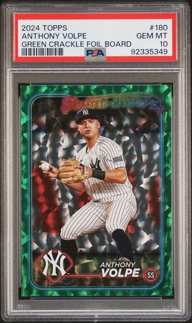 2024 Topps - Series One - Green Crackle Foil Board - Future Stars - Anthony Volpe - 120/499 - #180 - PSA 10 - baseball - Yankees