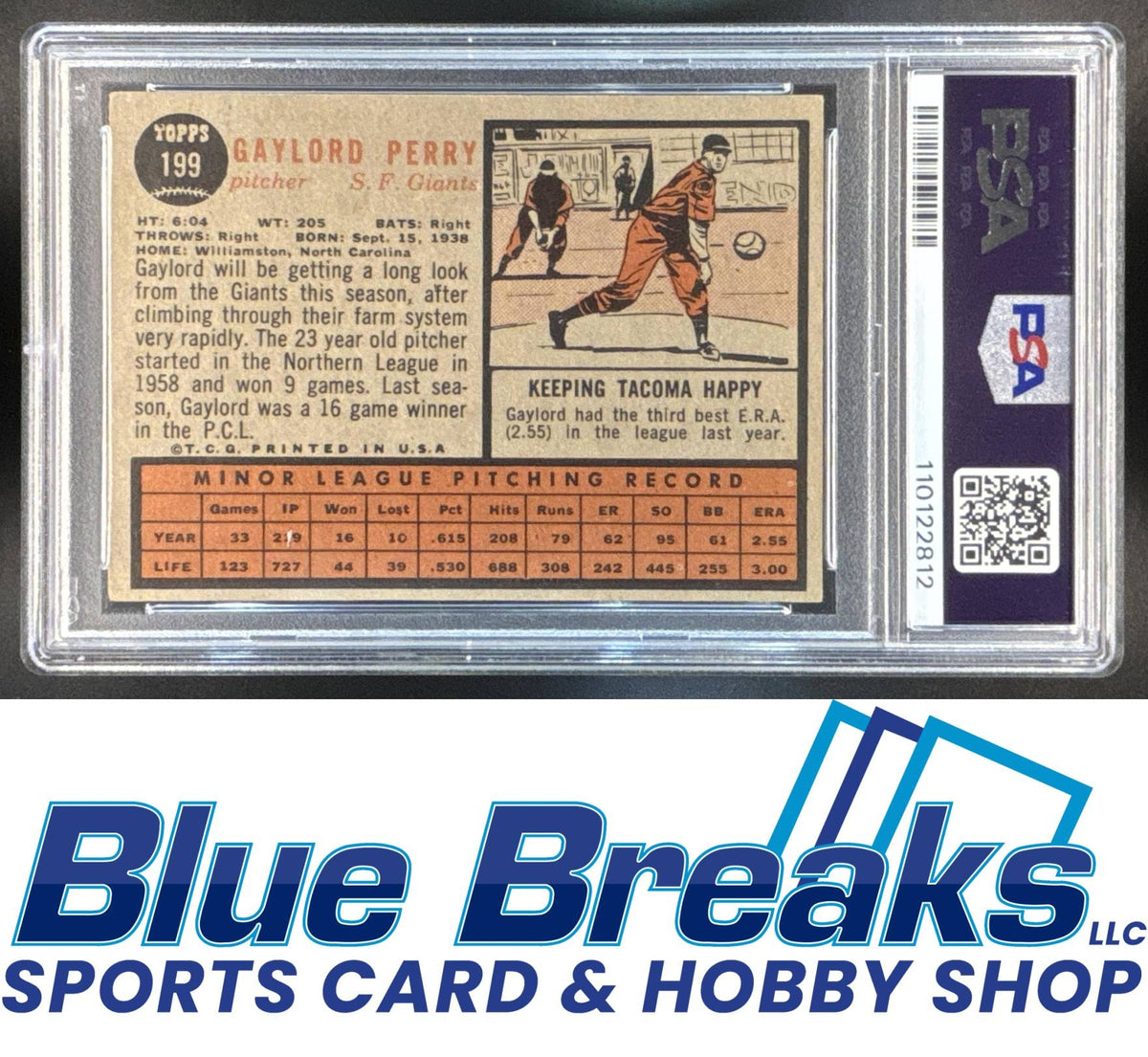 1962 Topps Gaylord Perry [RC] #199 RC PSA 3 baseball Giants