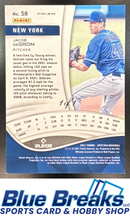 2021 Panini Spectra Jacob DeGrom #58 1/1 New York Mets