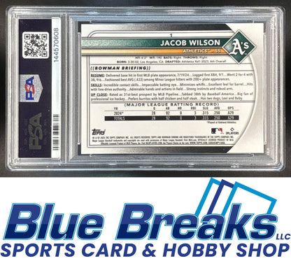 2025 Bowman Chrome Jacob Wilson #1 Gold Geometric Refractor 02/50 RC PSA 9 baseball Athletics