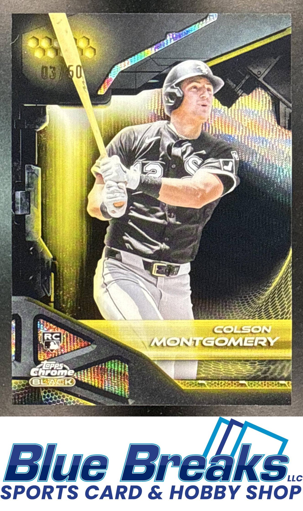2026 Topps Chrome Black Colson Montgomery #60 Gold Wave Refractor 03/50 RC Chicago White Sox