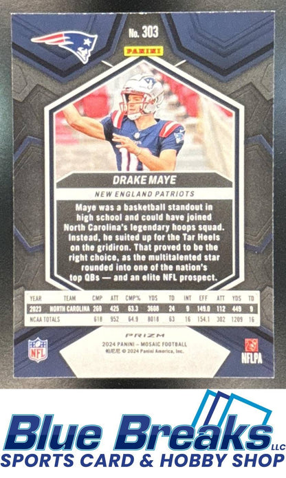 2024 Panini Mosaic Green Prizm Drake Maye RC #303 New England Patriots