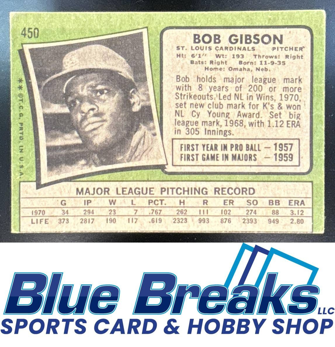 1971 Topps Bob Gibson [RC] #450 St. Louis Cardinals