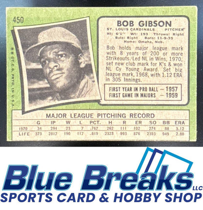 1971 Topps Bob Gibson [RC] #450 St. Louis Cardinals