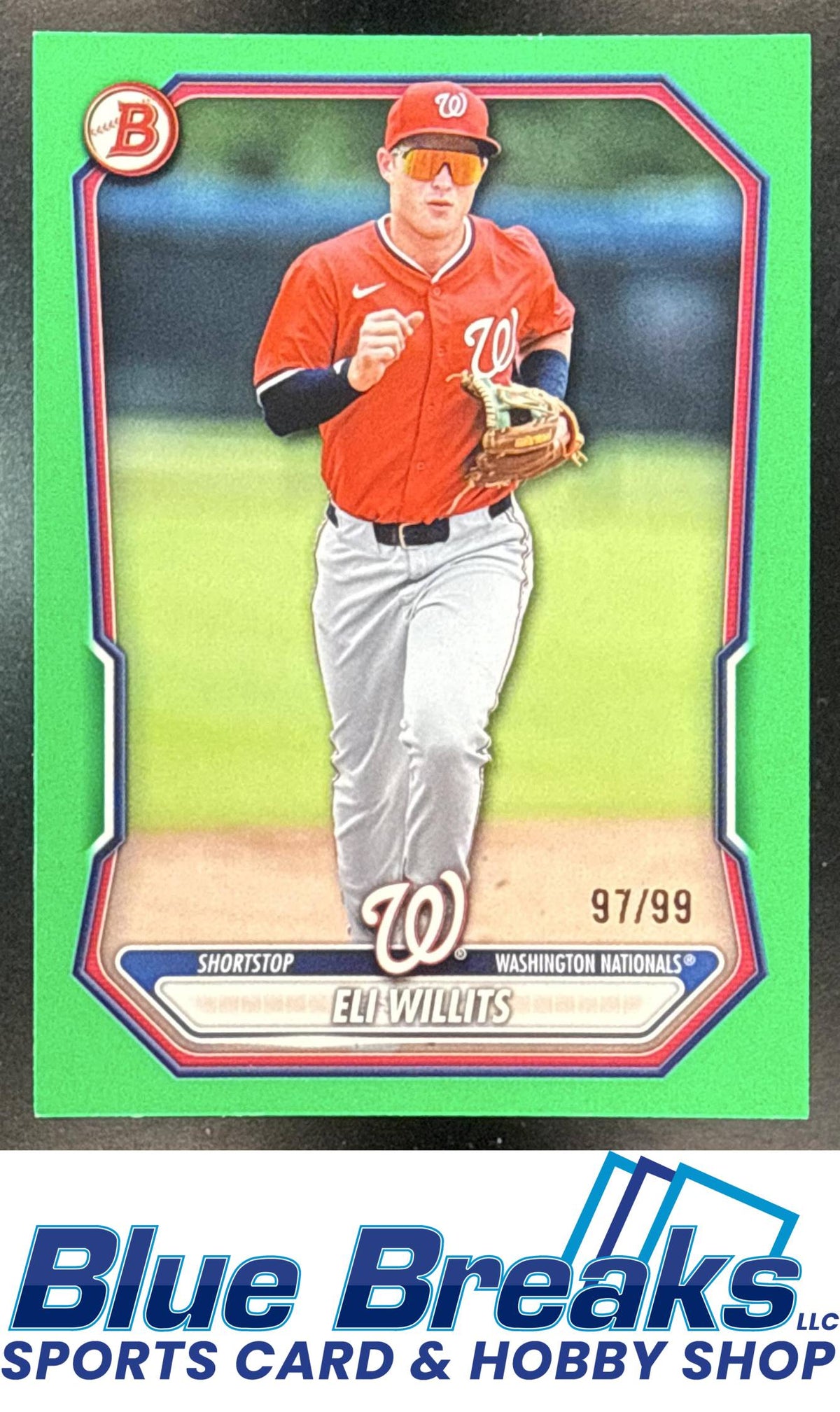 2026 Bowman Eli Willits #BP-95 Prospects Green Border 97/99 Washington Nationals