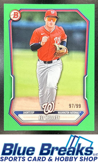 2026 Bowman Eli Willits #BP-95 Prospects Green Border 97/99 Washington Nationals