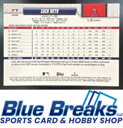 2026 Topps Chrome Negative Refractor Zach Neto -5/0 #77 Los Angeles Angels