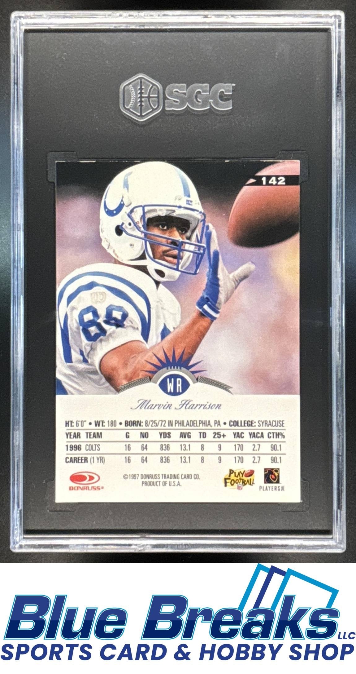 1997 Leaf Fractal Matrix Marvin Harrison [RC] #142 SGC 8 Colts