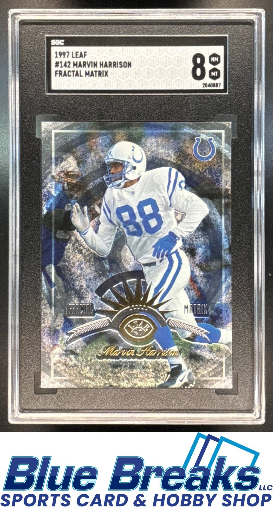1997 Leaf Fractal Matrix Marvin Harrison [RC] #142 SGC 8 Colts