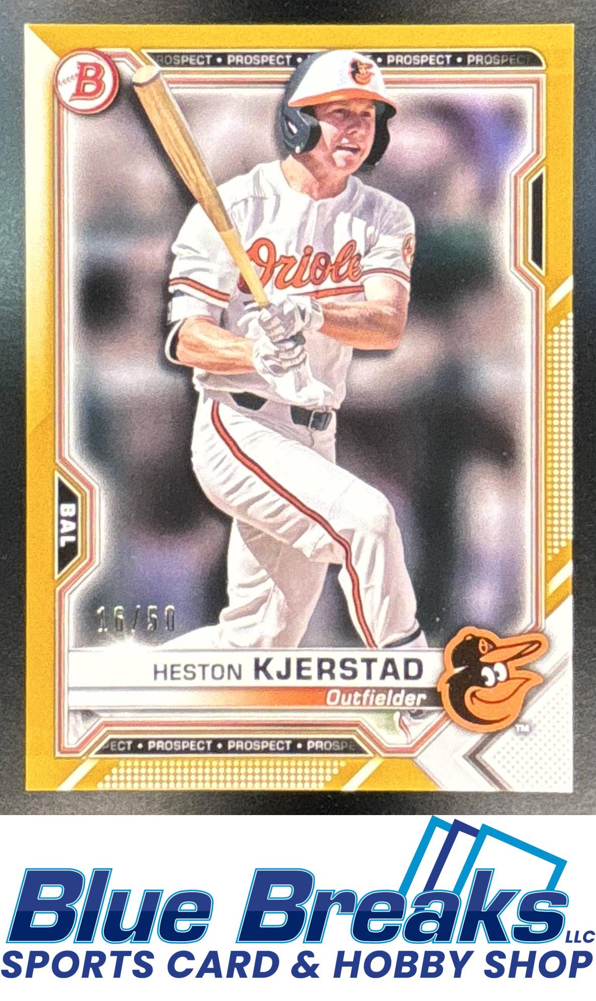 2021 Bowman Prospects Gold Heston Kjerstad 16/50 #BP-138 Baltimore Orioles