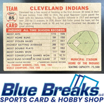 1956 Topps - Cleveland Indians #85 Team Card VAR