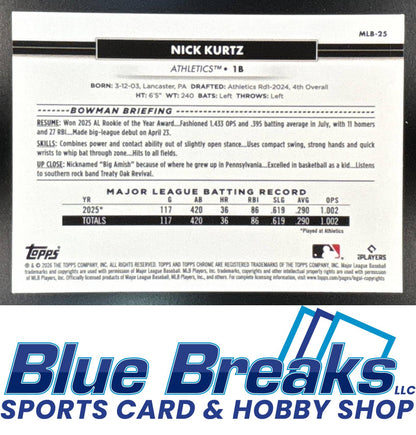 2026 Topps NSCC Collection MLB Veterans & Rookies Nick Kurtz #MLB-25 Okland Athletics