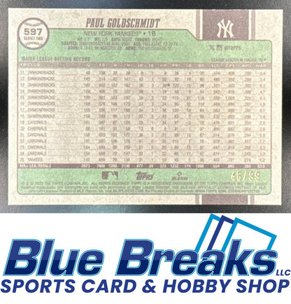 2026 Topps Series 2 Paul Goldschmidt #597 Vintage Stock Variation 48/99 New York Yankees