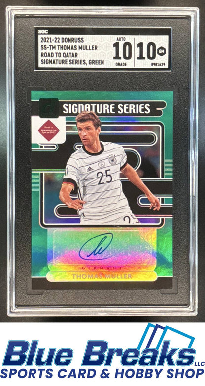 2021 Panini Donruss Thomas Muller #SS-TM Signature Series Green Auto SGC 10