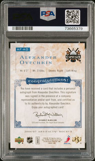 2006 Upper Deck Artifacts - Alexander Ovechkin - Auto Facts - hockey - #AF-AO - PSA 10 - Washington Capitals