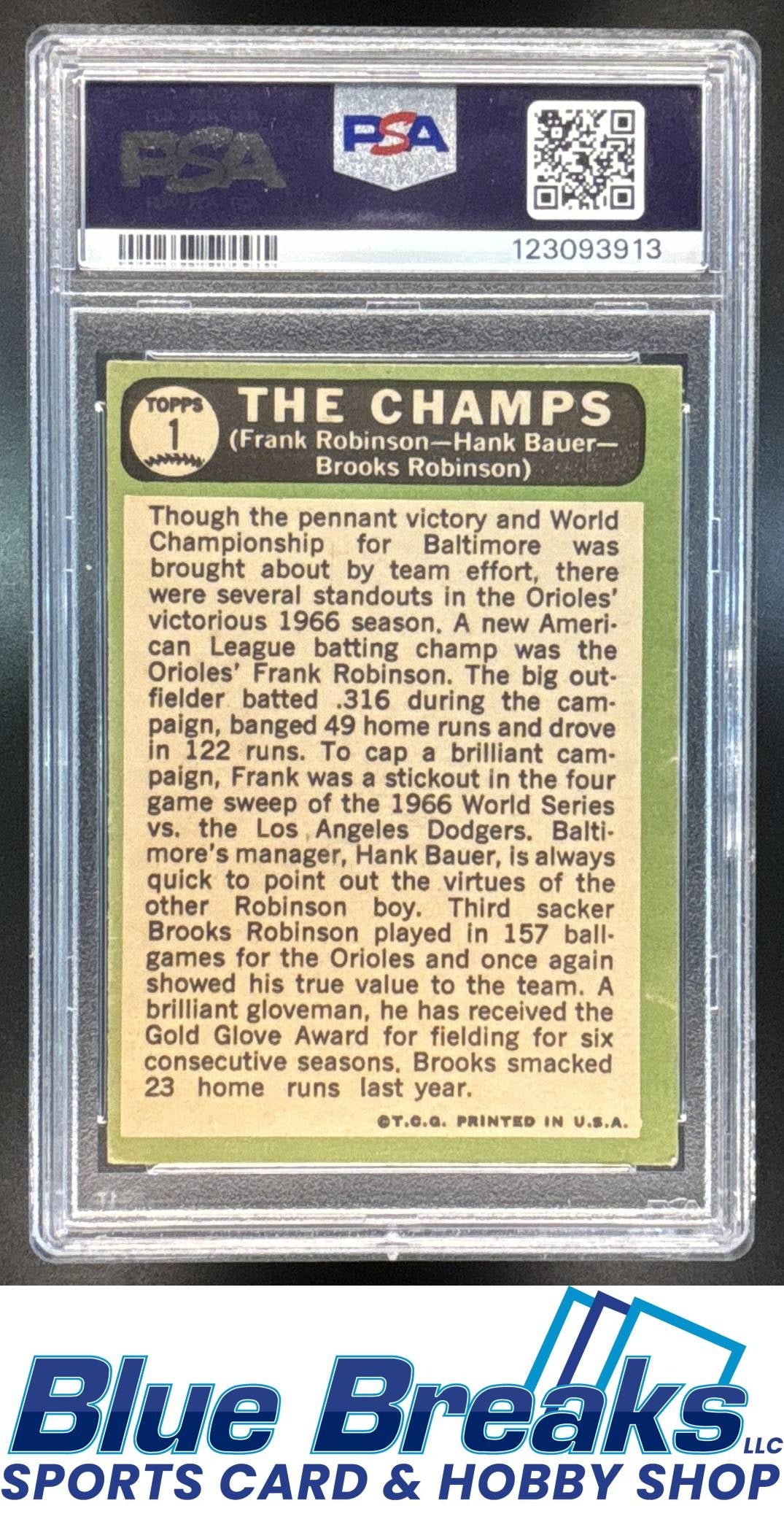 1967 Topps The Champs Frank Robinson Hank Bauer Brooks Robinson CPC, #1 PSA 3