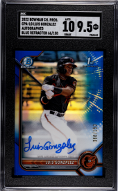 2022 Topps - Bowman Chrome Prospects - Autographed - Blue Refractor - Luis Gonzalez - SGC9.5 - 066/150 - #CPA-LG - Baseball - Orioles - drop