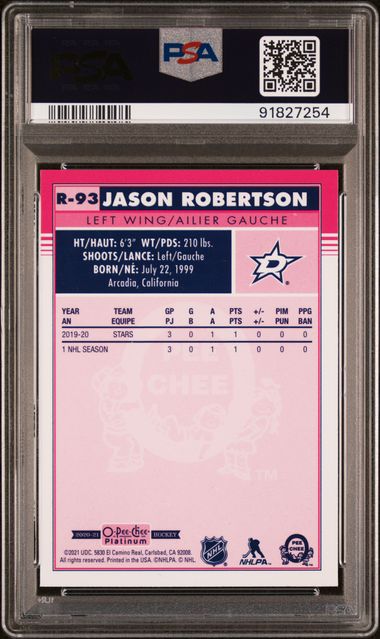 2020 O-Pee-Chee Platinum - Jason Robertson - Dallas Stars - Retro - Ice Hockey - #R93 - PSA 10
